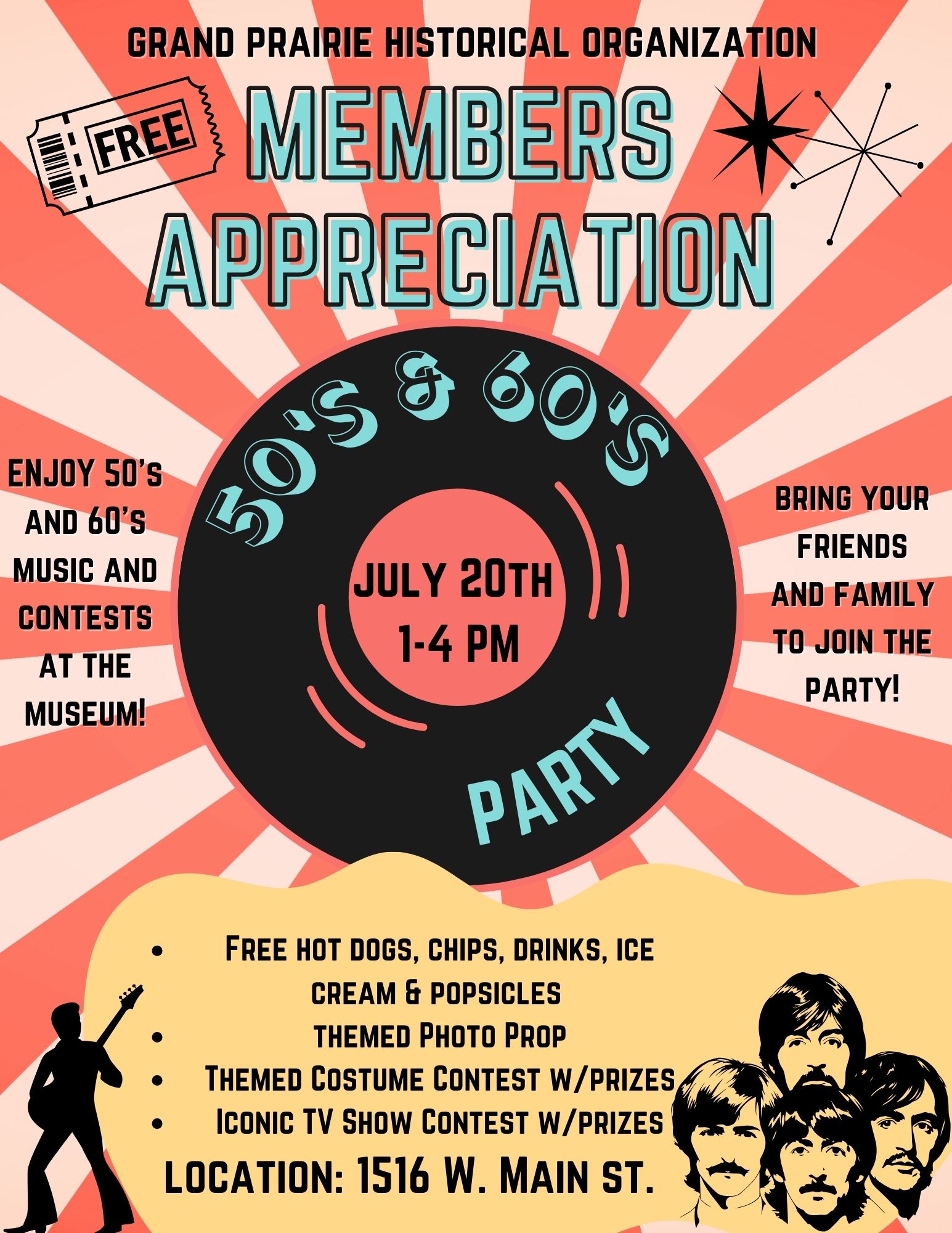 Members Appreciation flyer. Event will be on July 20, from 1 p.m. to 4 p.m. at 1516 W. Main St. 